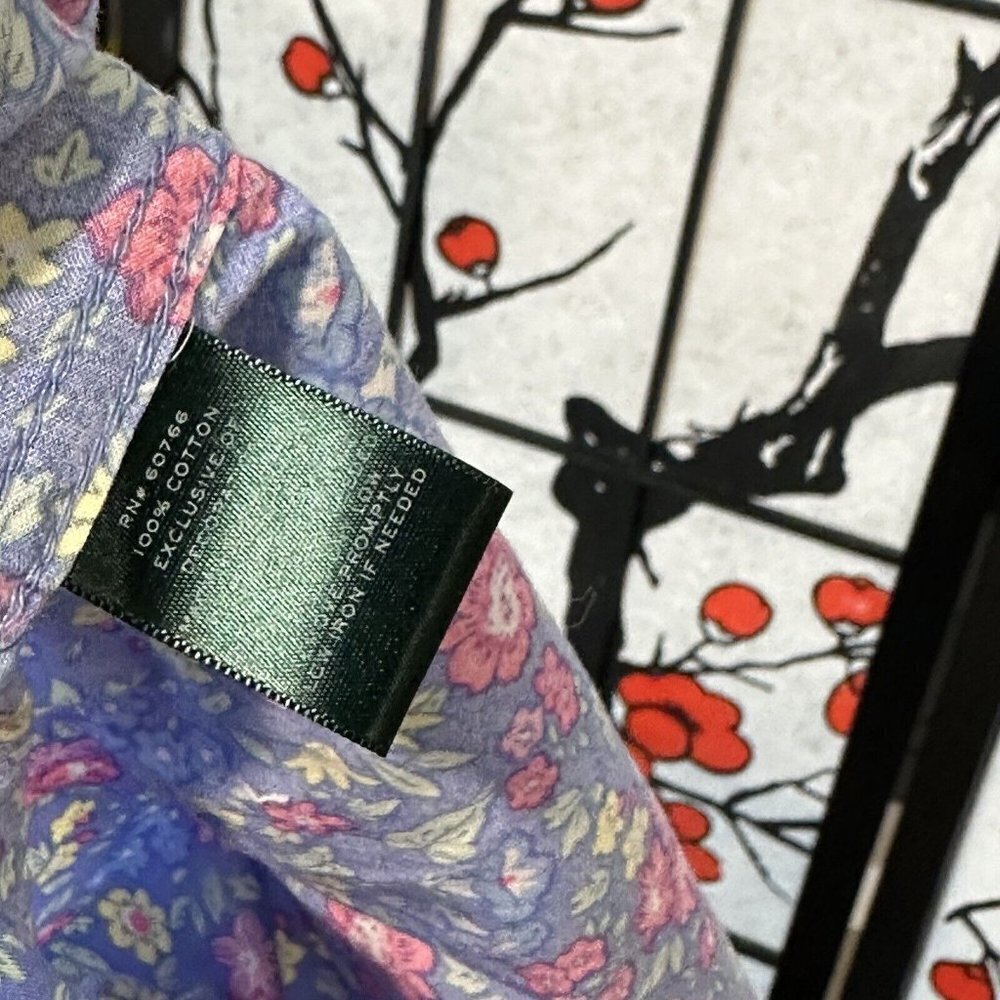 Lauren Ralph Lauren Pajama Dress Womens M Medium Blue Pink Floral Logo Sleepwear - Picture 5 of 6
